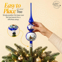 Finial Glass Christmas Vintage Tree Topper, Blue Wave 15 in - image 5