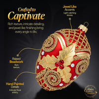 Faberge Egg Hand Blown Glass Christmas Ornaments Balls Red Matte 5 in - image 2