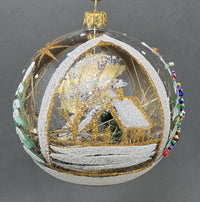 Christmas Ornament, Nativity Scene, Glass Ball 5-inch (Cottage Gold, 120mm) - image 4