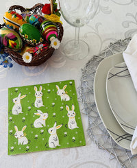 AM Decor Easter Party Napkins - 20 Soft Triple-Ply Green Tissue Napkins with Easter Bunnie - image 2