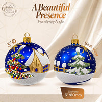 Set of 6 Navy Blue Hanging Glass Globes Christmas Ornament Glass Art 3 in - image 2