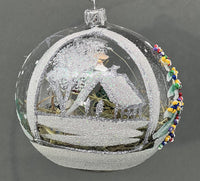 Christmas Ornament, Nativity Scene, Glass Ball 5-inch (Cottage Silver, 120mm) - image 4