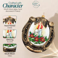 Horseshoe Glass Christmas Ornaments Balls Hand Blown Candlelight 4 in - image 4