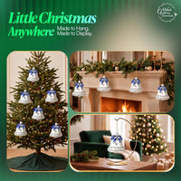 Mini Glass Christmas Ornaments Ball Hand Blown, White Jingle Bell 2 in - image 4
