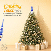15 Inch Blue Gloss Spitz Glass Christmas Tree Topper Mouth Blown by Polish Artisans and Ha - image 6