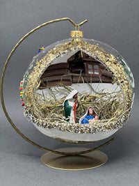 Christmas Ornament, Nativity Scene, Glass Ball 6-inch (Old Cottage Gold, 150mm) - image 5
