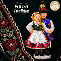 Polish Hand Blown Glass Christmas Ornaments, Couple Dancing Krakowiak 7 in - image 7