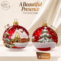 Set of 6 Red Matte Glass Decorative Balls Christmas Ornament Glass Art 3 in - image 2