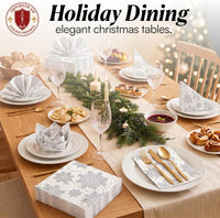 Christmas Napkins Paper Disposable Decorative Decoupage Silver Snowflakes - image 8