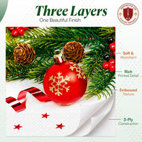 Christmas Napkins Paper Disposable Decorative Decoupage Red Snowflake 13 in - image 5