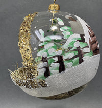 Christmas Ornament, Nativity Scene, Glass Ball 6-inch (Old Cottage Gold, 150mm) - image 3