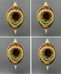Christmas Ornament, Blown Glass 5-inch Long (Set of 4, Gold)