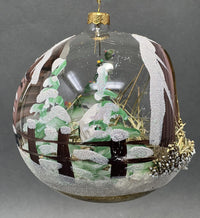 Christmas Ornament, Nativity Scene, Glass Ball 6-inch (Cottage Gold/Brown, 150mm) - image 2