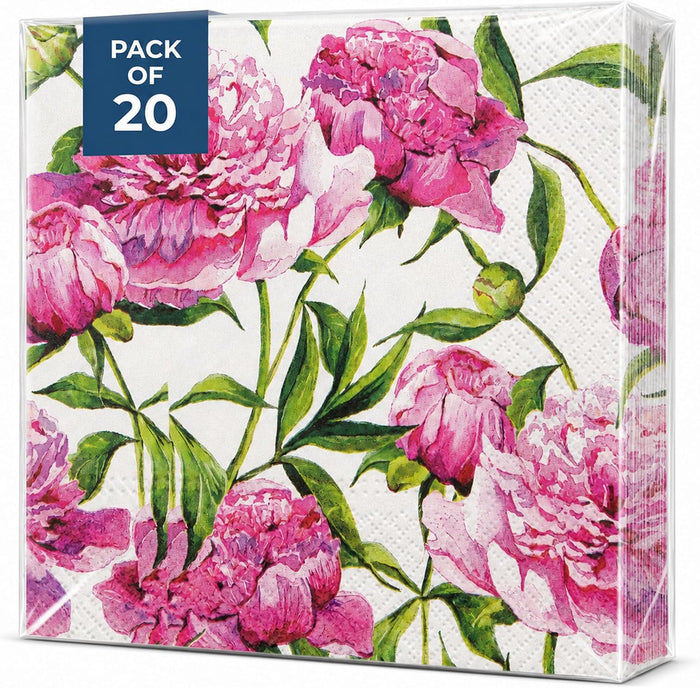 Floral Napkins Paper Disposable Decorative Decoupage Pink Peony Flowers