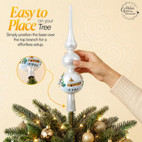 Finial Glass Christmas Vintage Tree Topper, Silver Snowflake 12 in - image 5