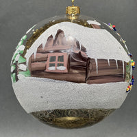 Christmas Ornament, Nativity Scene, Glass Ball 6-inch (Old Cottage Gold, 150mm) - image 4