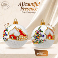 Set of 6 Opal White Glass Balls Decorative Christmas Ornament 3 in - image 2
