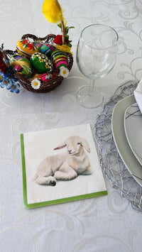 Easter Napkins Paper Disposable Decorative Decoupage Lamb in Corner 13 in - image 2