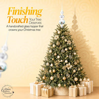 Finial Glass Christmas Vintage Tree Topper, Silver Wave 15 in - image 5