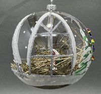 Christmas Ornament, Nativity Scene, Glass Ball 6-inch (Cathedral Window Silver, 150mm) - image 2