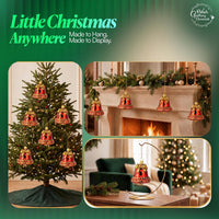 Mini Glass Christmas Ornaments Ball Hand Blown, Red Jingle Bell 2 in - image 2