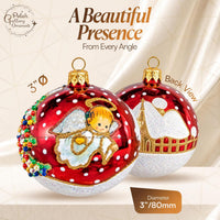 Hand Blown Glass Christmas Ornaments Ball, Angel & House Burgundy 3 in - image 3
