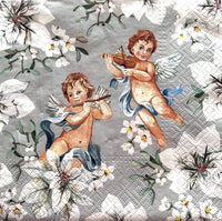 Christmas Napkins Paper Disposable Decorative Decoupage Angels in Silver
