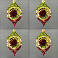 Christmas Ornament, Blown Glass 5-inch Long (Set of 4, White, Green and Red)
