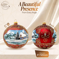 Polish Hand Blown Glass Christmas Ornaments Ball, Countryside Burgundy 5 in - image 2