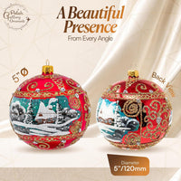 Polish Hand Blown Glass Christmas Ornaments Ball, Countryside Red 5 in - image 2