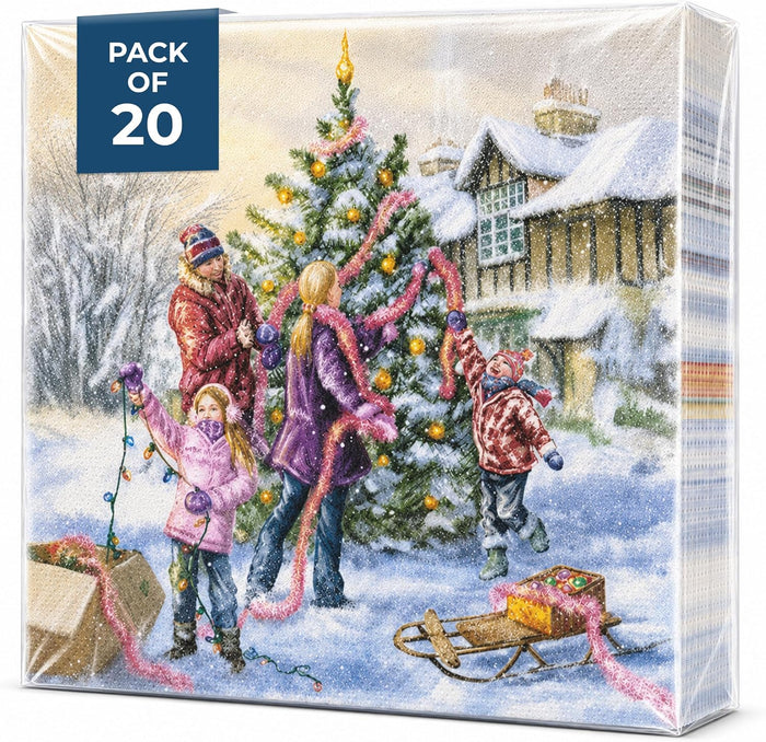 Christmas Napkins Paper Disposable Decorative Decoupage Family Holidays