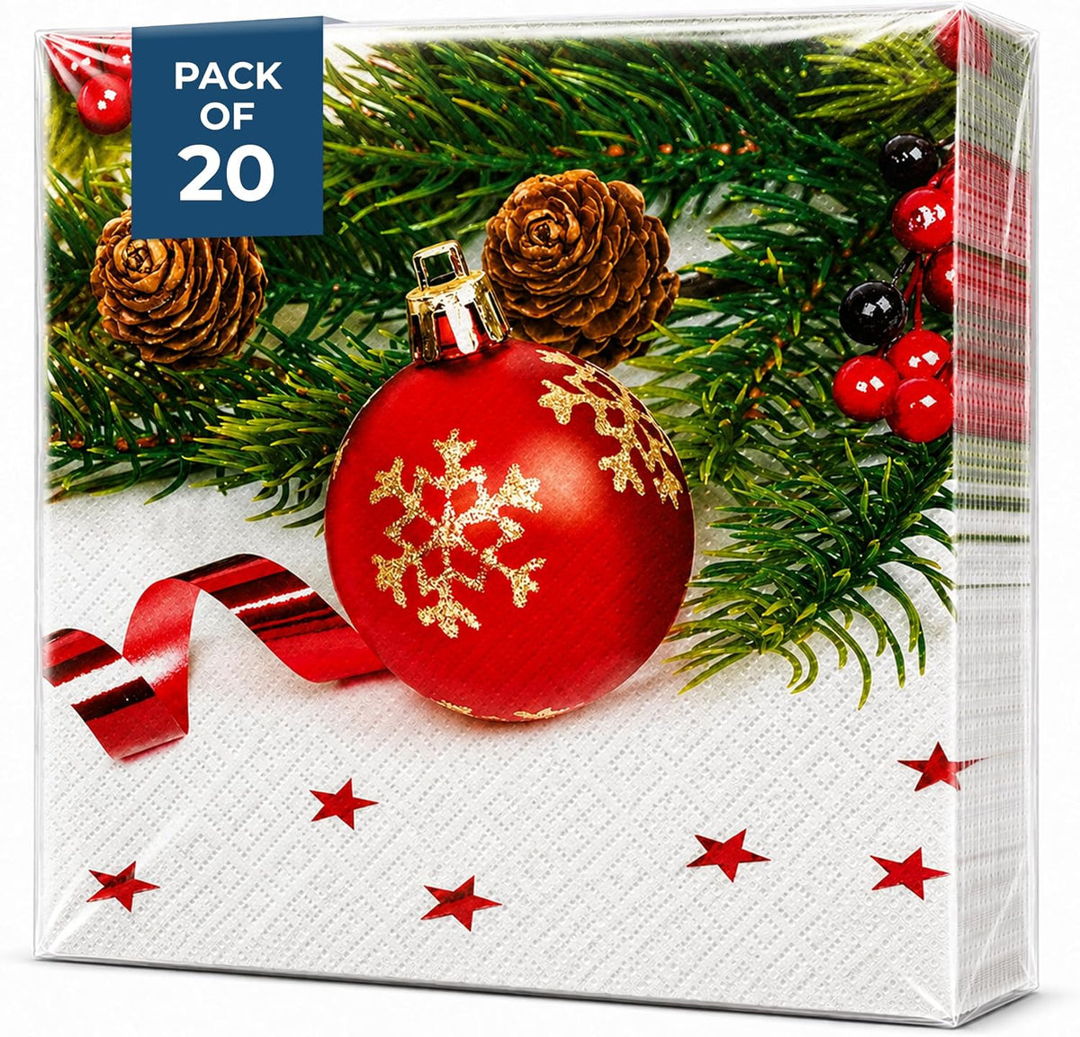 Christmas Napkins Paper Disposable Decorative Decoupage Red Snowflake 13 in