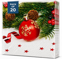 Christmas Napkins Paper Disposable Decorative Decoupage Red Snowflake 13 in