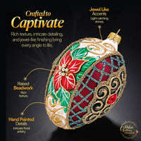 Faberge Egg Hand Blown Glass Christmas Ornaments Balls Burgundy Matte 5 in - image 3