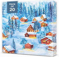 Christmas Napkins Paper Disposable Decorative Decoupage Snowy Village 13 in
