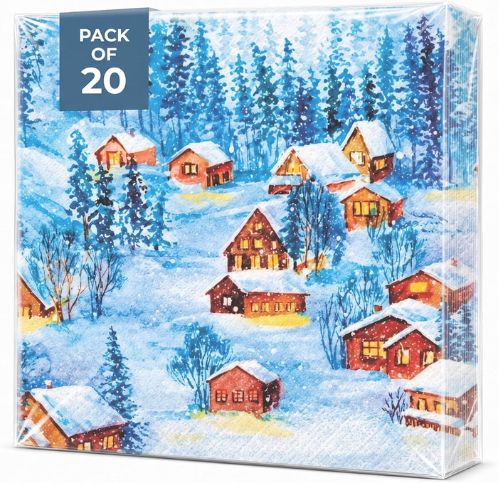 Christmas Napkins Paper Disposable Decorative Decoupage Snowy Village 13 in