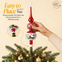 Finial Glass Christmas Vintage Tree Topper, Burgundy Swirl 12 in - image 5