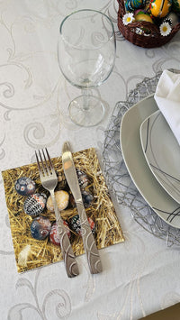 Easter Napkins Paper Disposable Decorative Decoupage Eggs on Straw 13 in - image 3