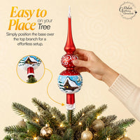 Finial Glass Christmas Vintage Tree Topper, Red Swirl 15 in - image 4