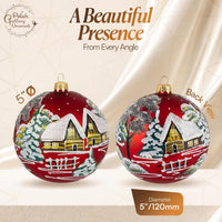 Polish Hand Blown Glass Christmas Ornaments Ball, Countryside Matte Red 5in - image 2
