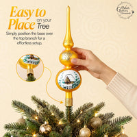 Finial Glass Christmas Vintage Tree Topper, Gold Wave 15 in - image 5