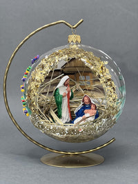 Christmas Ornament, Nativity Scene, Glass Ball 5-inch (Cottage Gold Sparkle, 120mm) - image 5
