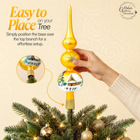 Finial Glass Christmas Vintage Tree Topper, Gold Snowflake 12 in - image 5