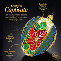Faberge Egg Hand Blown Glass Christmas Ornaments Balls Olive Matte 5 in - image 3