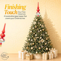 Finial Glass Christmas Vintage Tree Topper, Red Snowflake 12 in - image 6
