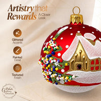 Set of 6 Red Matte Glass Decorative Balls Christmas Ornament Glass Art 3 in - image 3