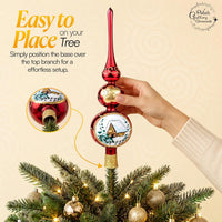 Finial Glass Christmas Vintage Tree Topper, Burgundy Wave 15 in - image 4