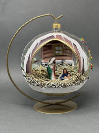 Christmas Ornament, Nativity Scene, Glass Ball 6-inch (Cottage Gold/Brown, 150mm) - image 5