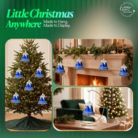 Mini Glass Christmas Ornaments Ball Hand Blown, Blue Jingle Bell 2 in - image 6
