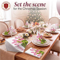 Floral Napkins Paper Disposable Decorative Decoupage Lovely Pink Tulips - image 4